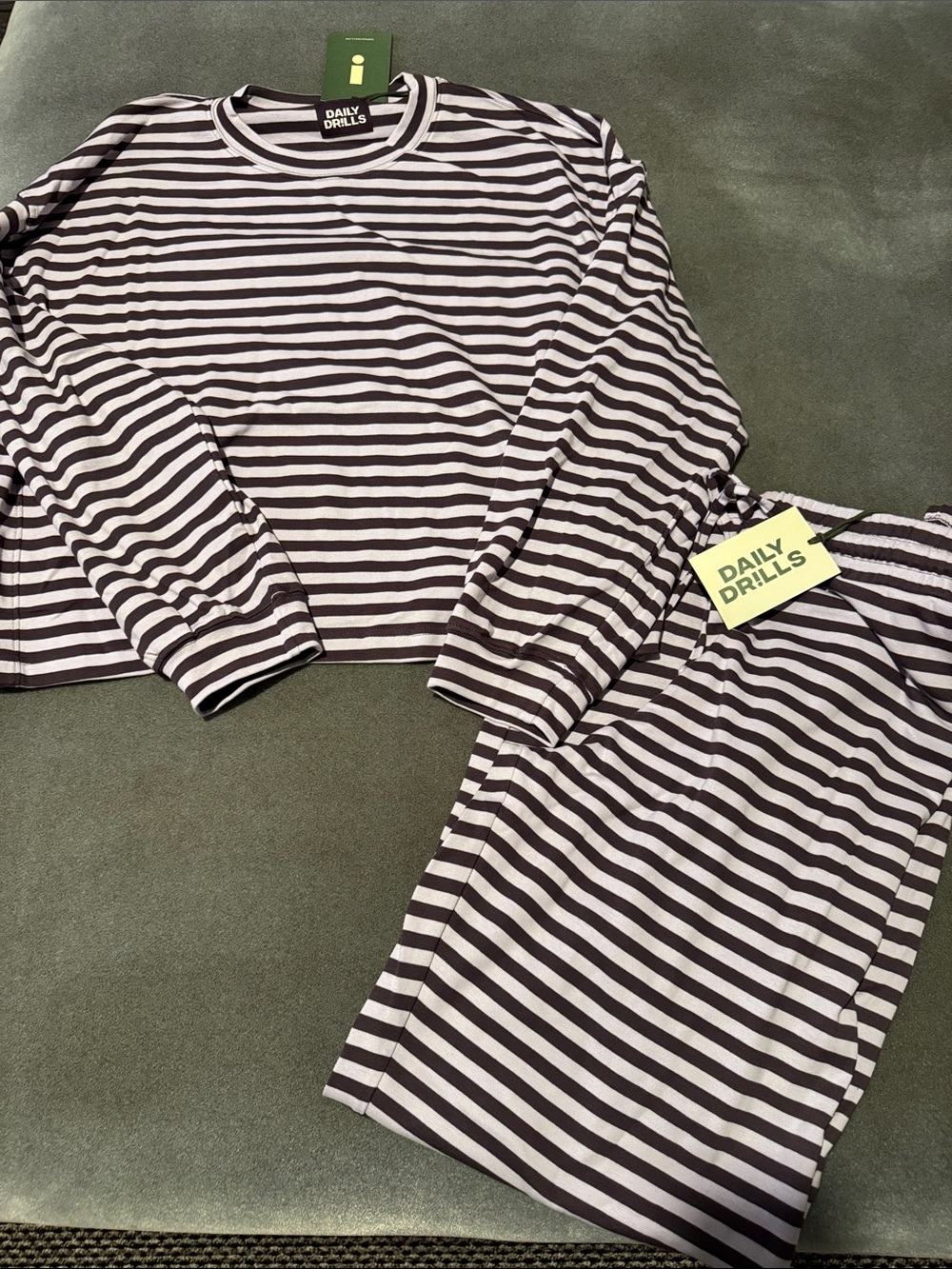 NWT Daily Drills Purple Striped Lounge Set